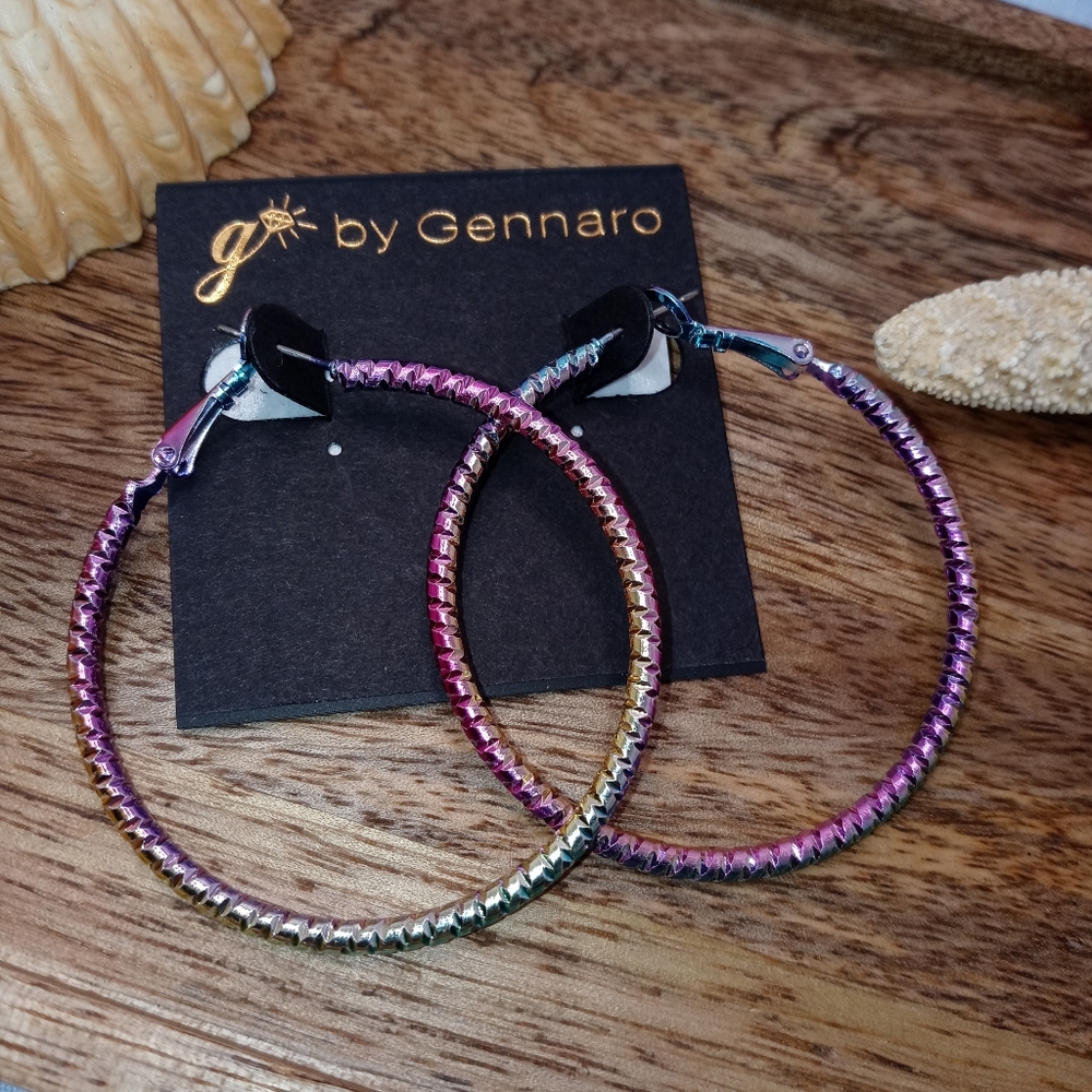 Metallic Rainbow Hoop Earrings